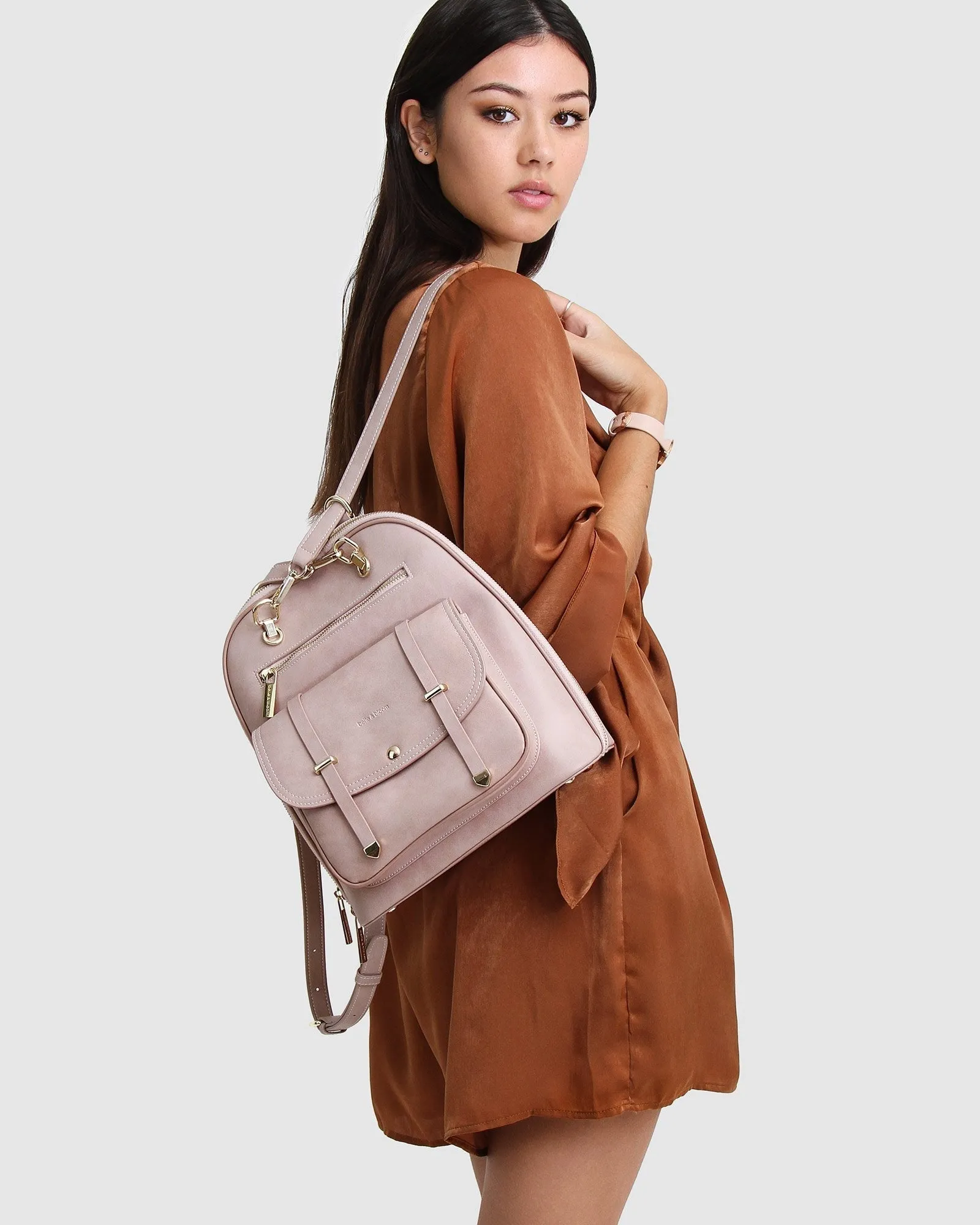 5th Ave Leather Backpack - Dusty Pink