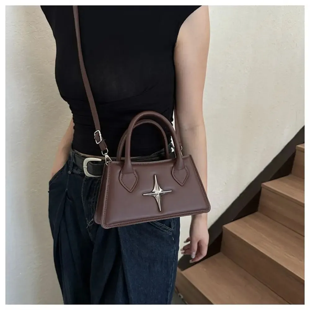 Amozae-Quadrangular Star Design Shoulder Bag PU Leather Crossbody Bag Small Sling Bag Women Girls Fashion Handbags Messenger Bag