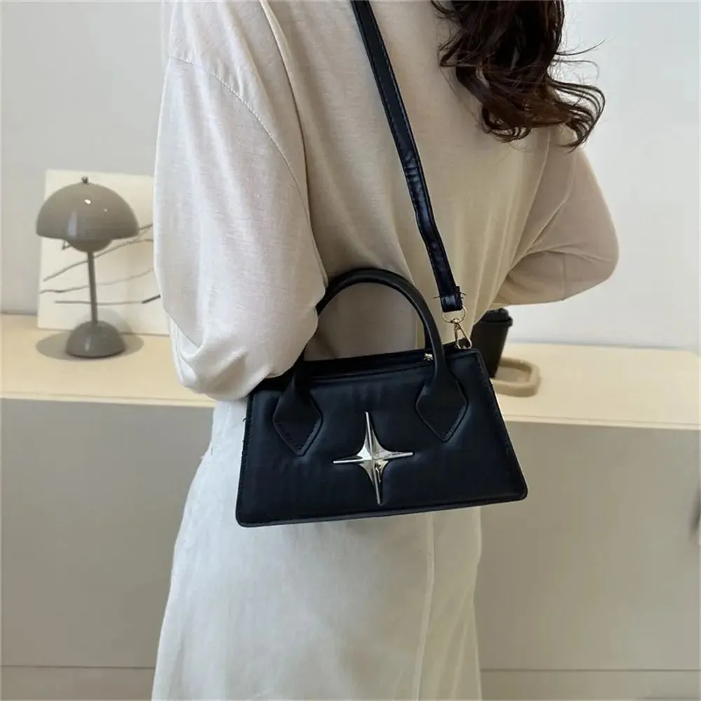 Amozae-Quadrangular Star Design Shoulder Bag PU Leather Crossbody Bag Small Sling Bag Women Girls Fashion Handbags Messenger Bag