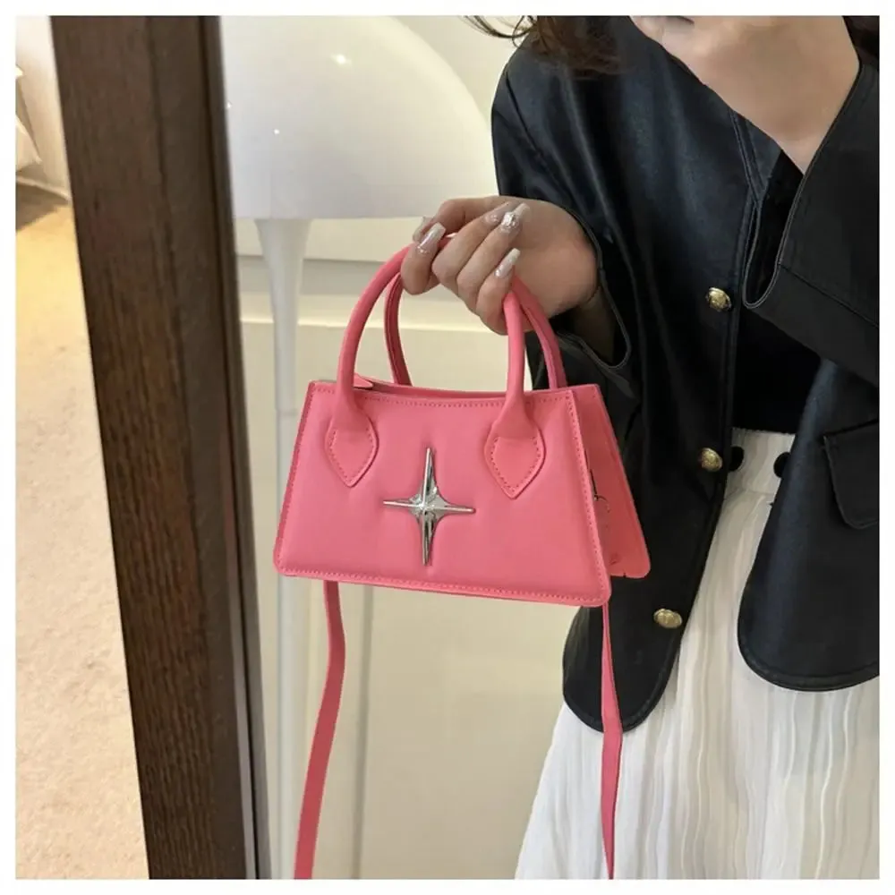 Amozae-Quadrangular Star Design Shoulder Bag PU Leather Crossbody Bag Small Sling Bag Women Girls Fashion Handbags Messenger Bag