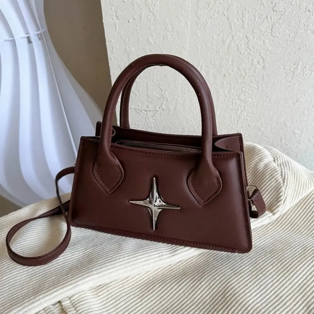 Amozae-Quadrangular Star Design Shoulder Bag PU Leather Crossbody Bag Small Sling Bag Women Girls Fashion Handbags Messenger Bag