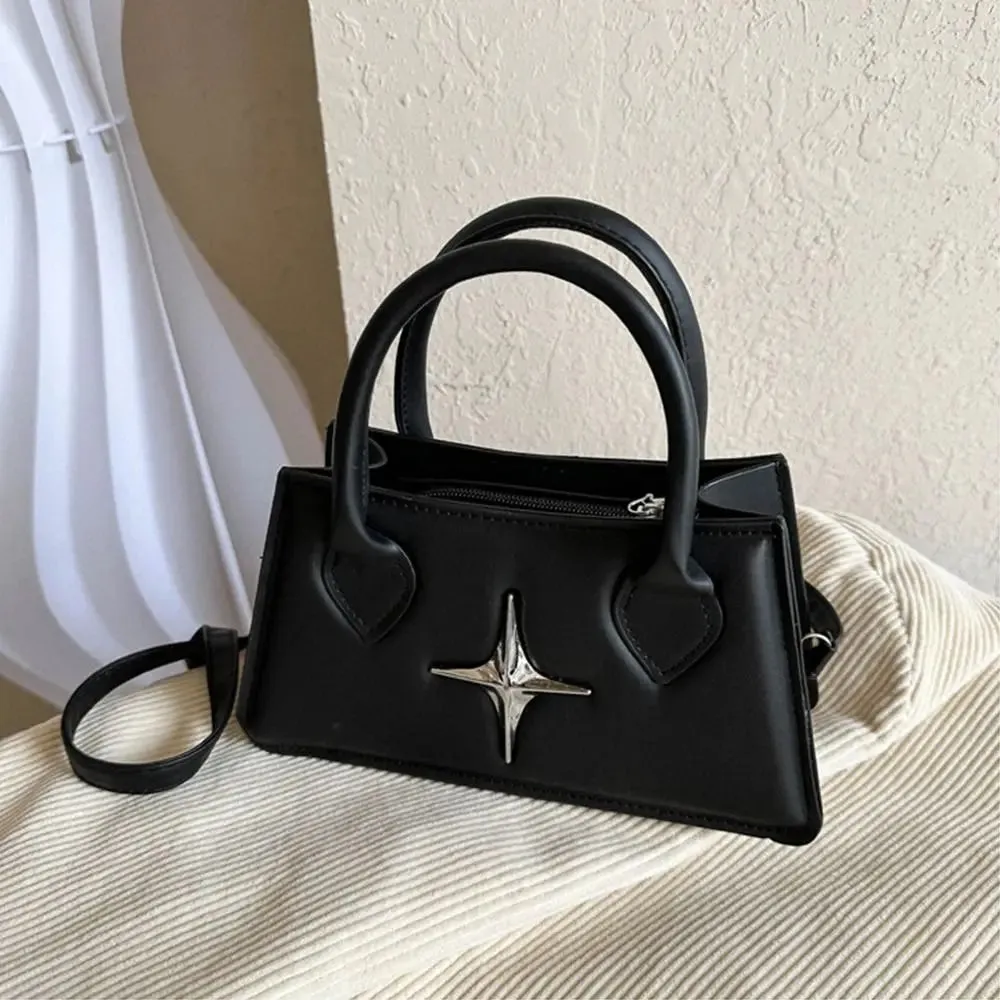 Amozae-Quadrangular Star Design Shoulder Bag PU Leather Crossbody Bag Small Sling Bag Women Girls Fashion Handbags Messenger Bag