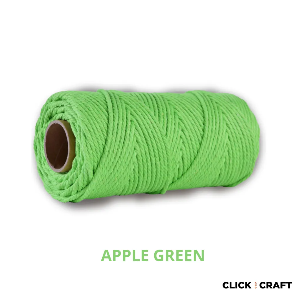 Apple Green Macrame Cords | 3-Strand 100% Cotton Cords 100m/109yd