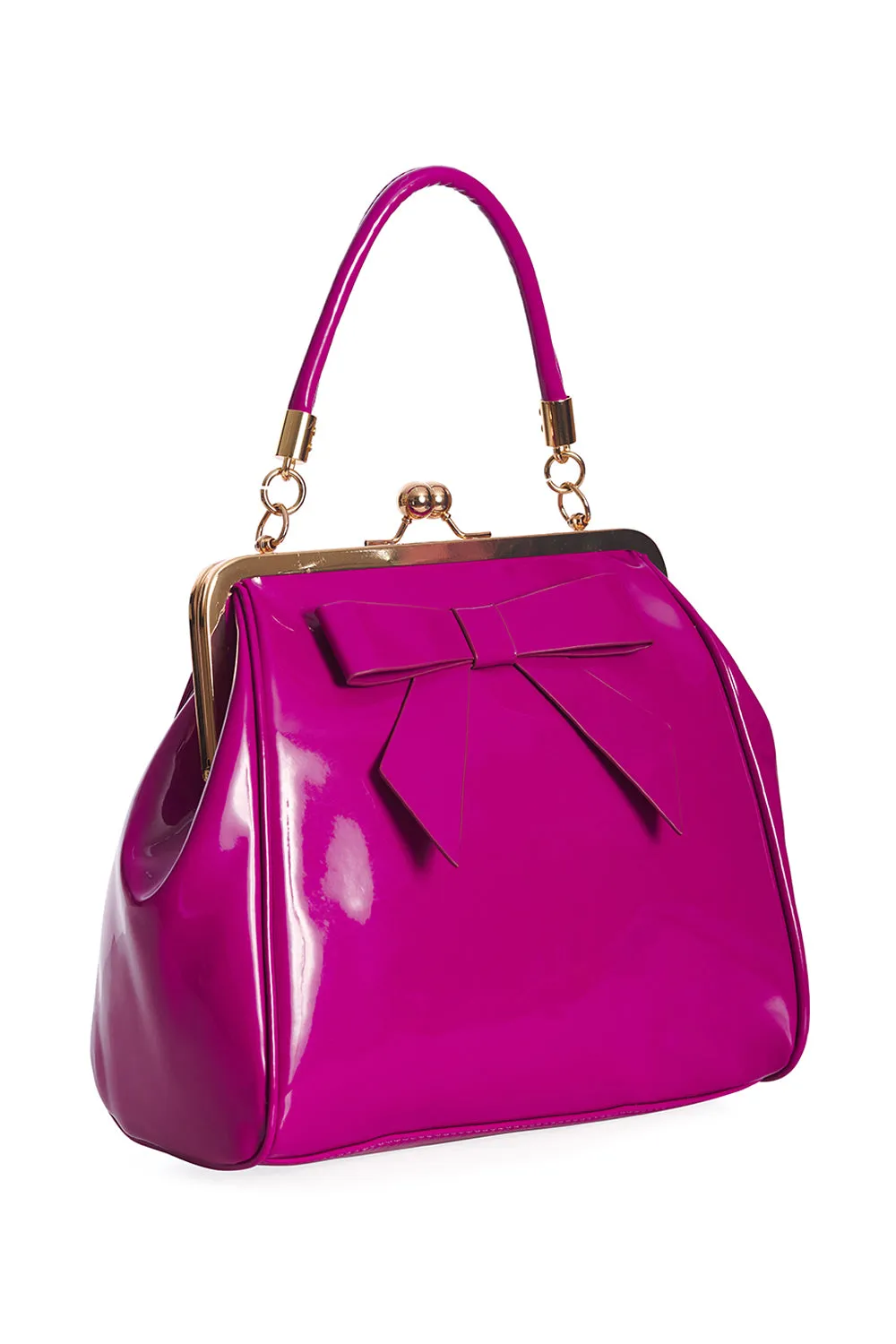 Banned American Vintage Patent Fuschia Handbag Purse