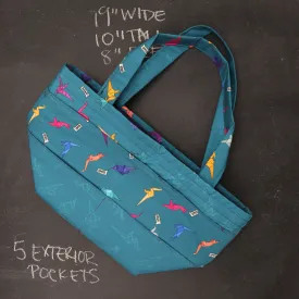 Barrel Tote Bag in Origami Dinos