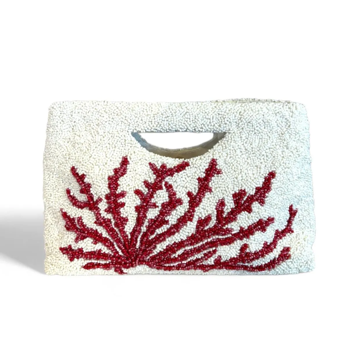 Beaded Statement Clutch, Ivory Coral Branch, Bespoke Design