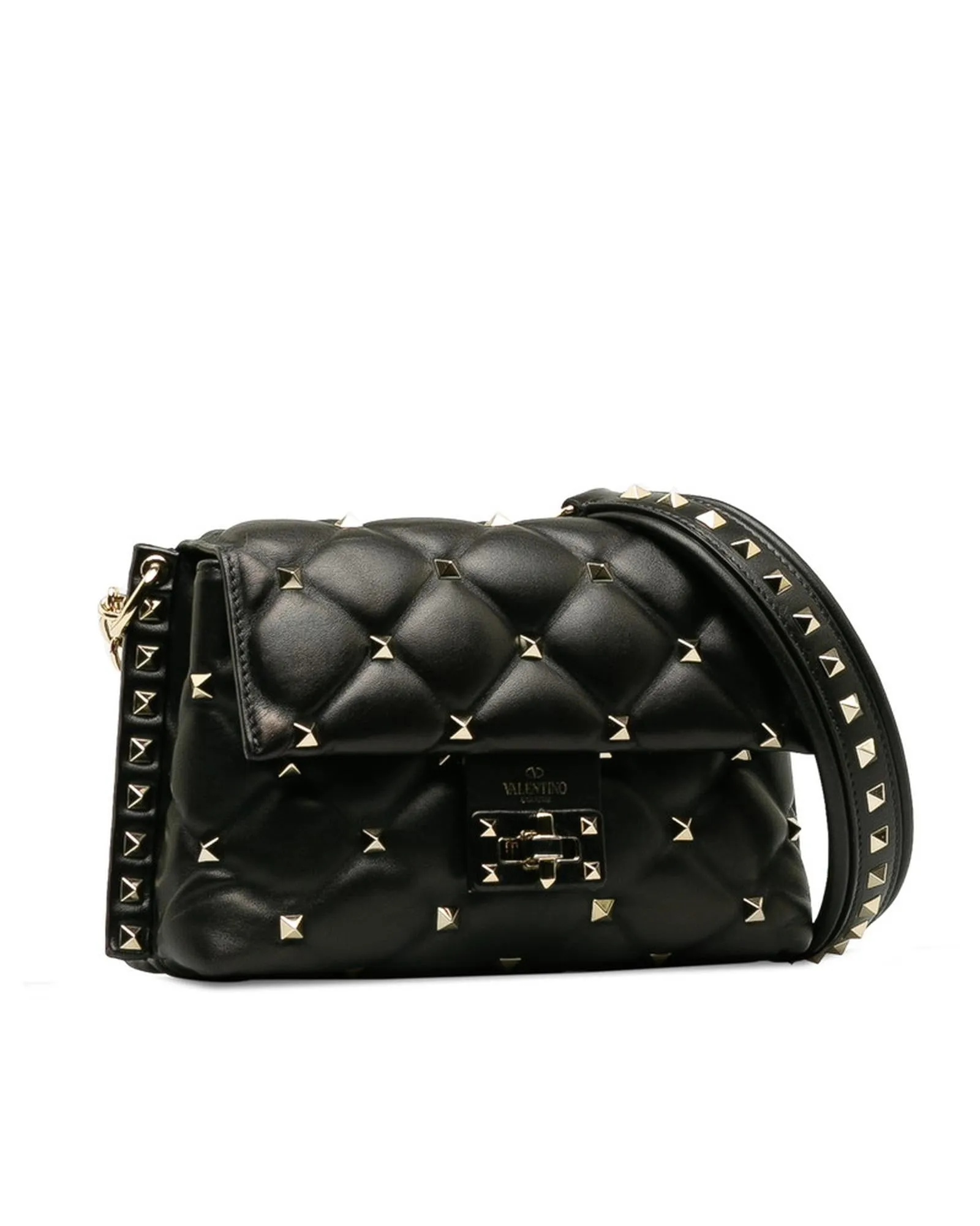 Black Leather Crossbody Bag with Candy Studs Detail by Valentino