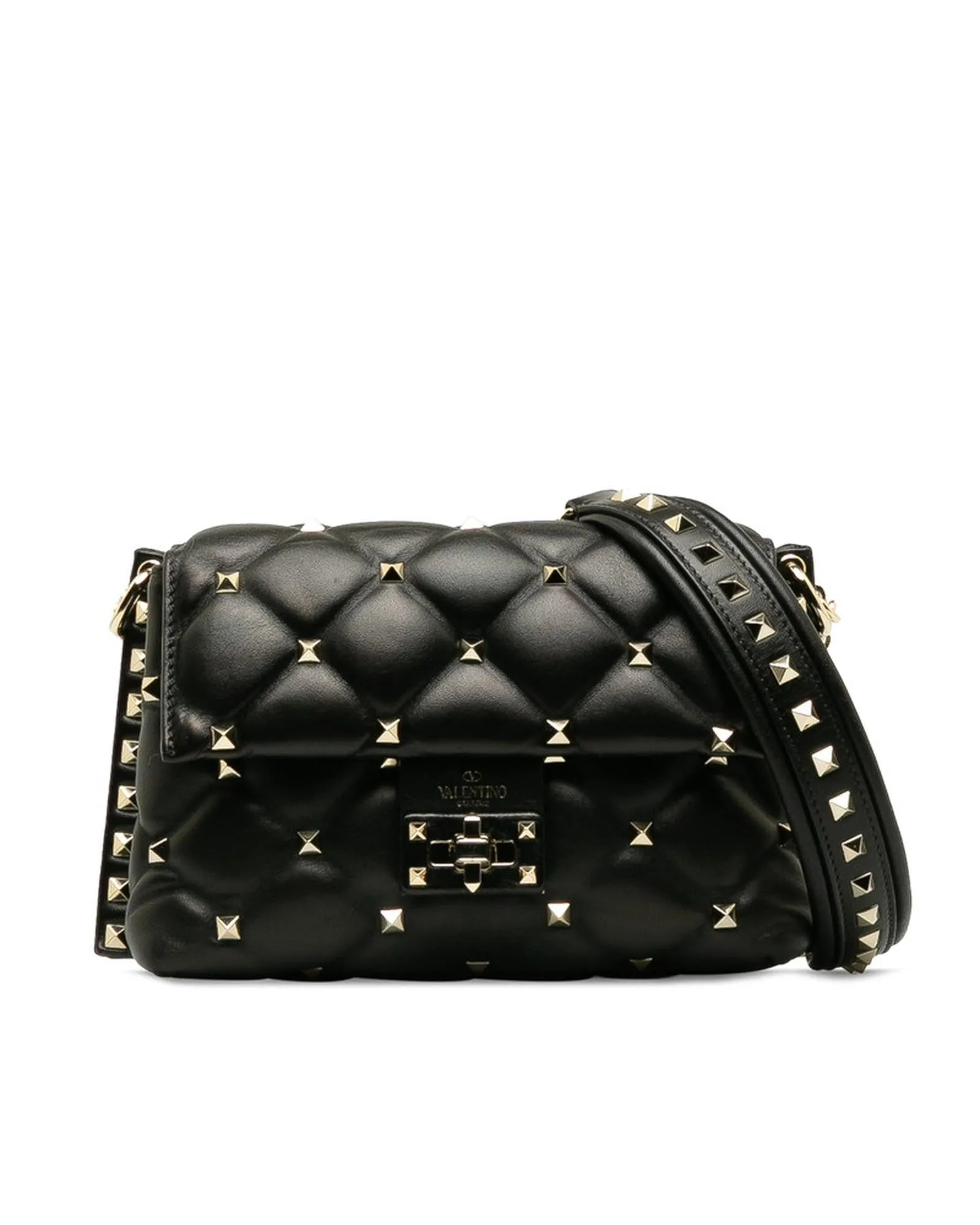 Black Leather Crossbody Bag with Candy Studs Detail by Valentino