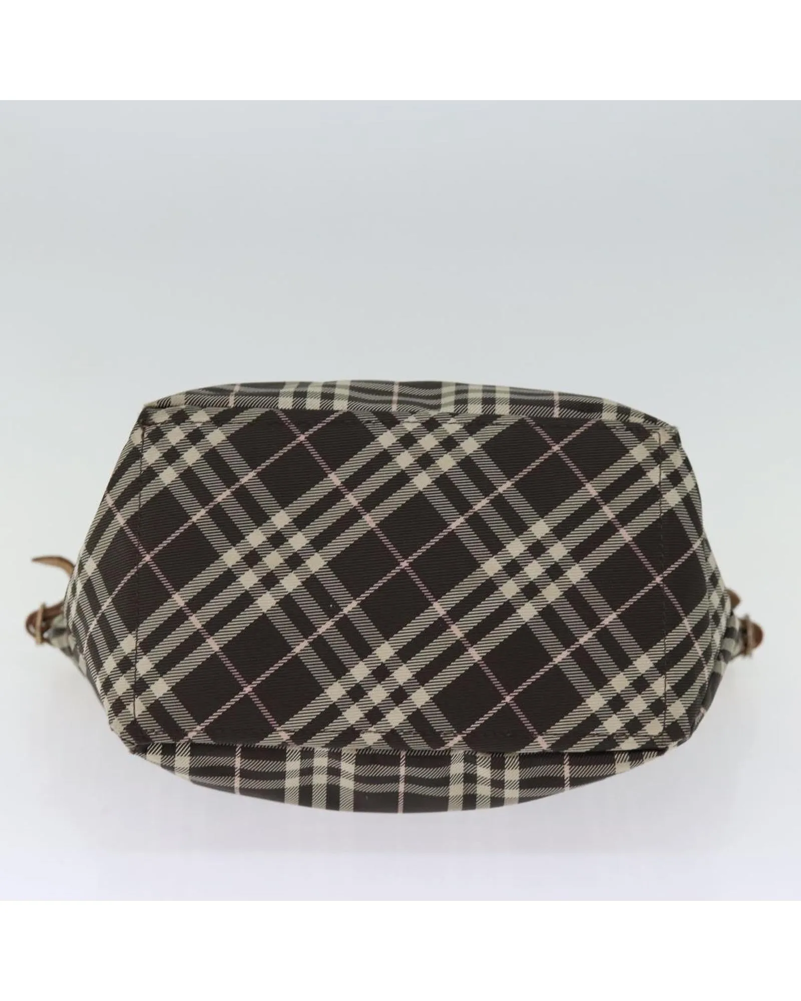 Brown Nylon Tote Bag with Check Pattern