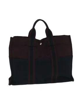 Canvas Tote Bag with Bordeaux Color and Multiple Compartments