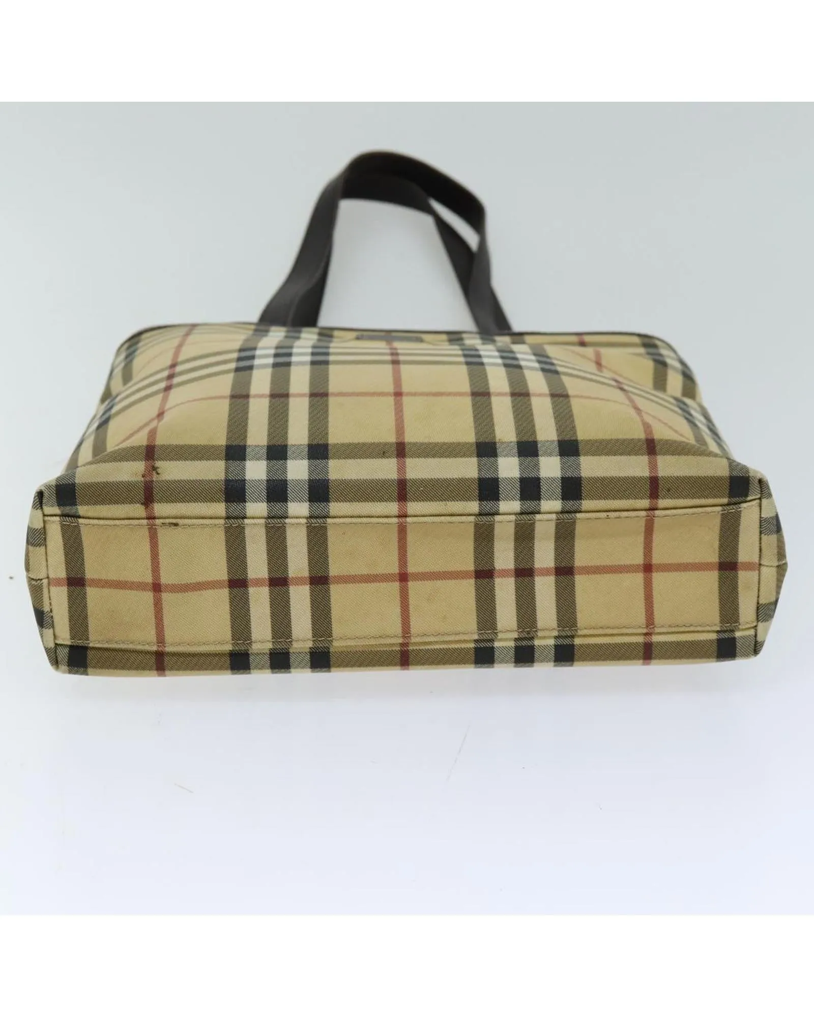 Canvas Tote Bag with Checked Design and Multiple Compartments