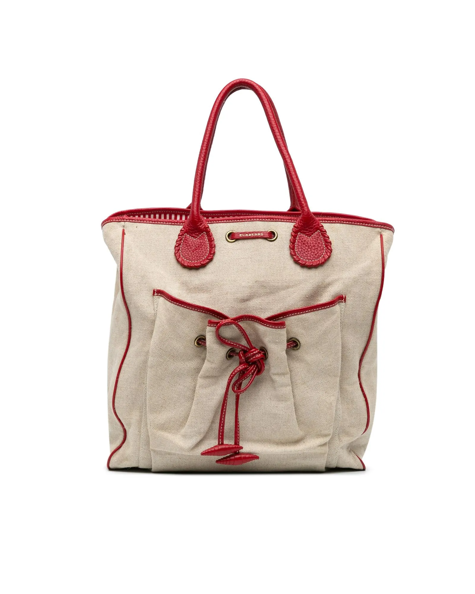 Canvas Tote with Leather Trim and Rolled Handles