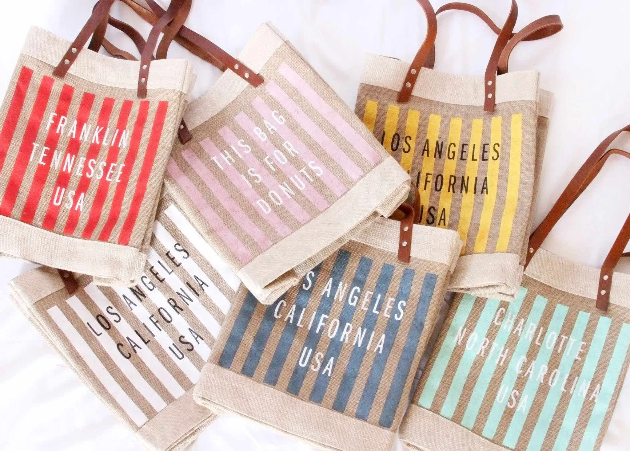 Customize Your Striped Long Handle Tote in Yellow