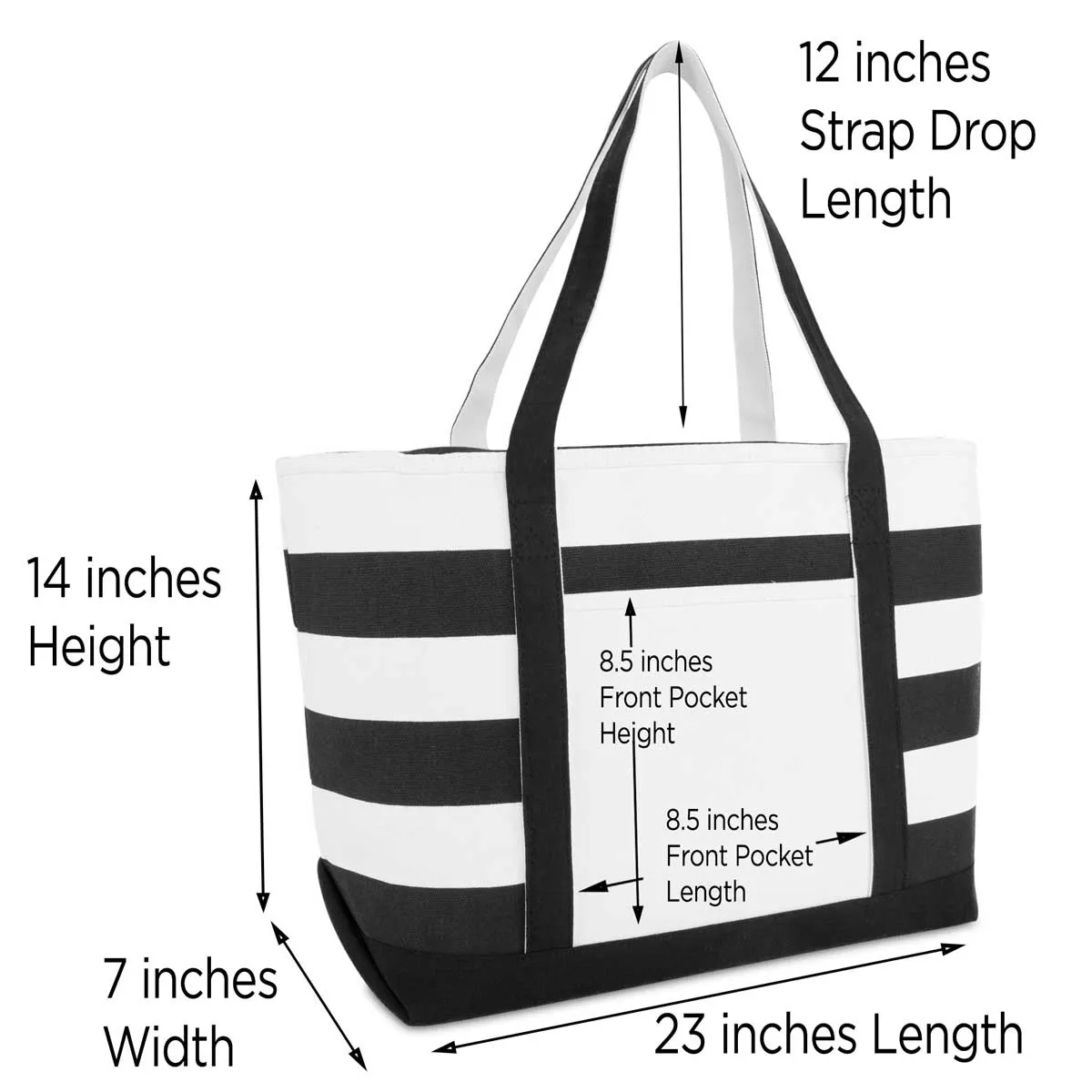 Dalix 23" Premium Striped Tote Bag