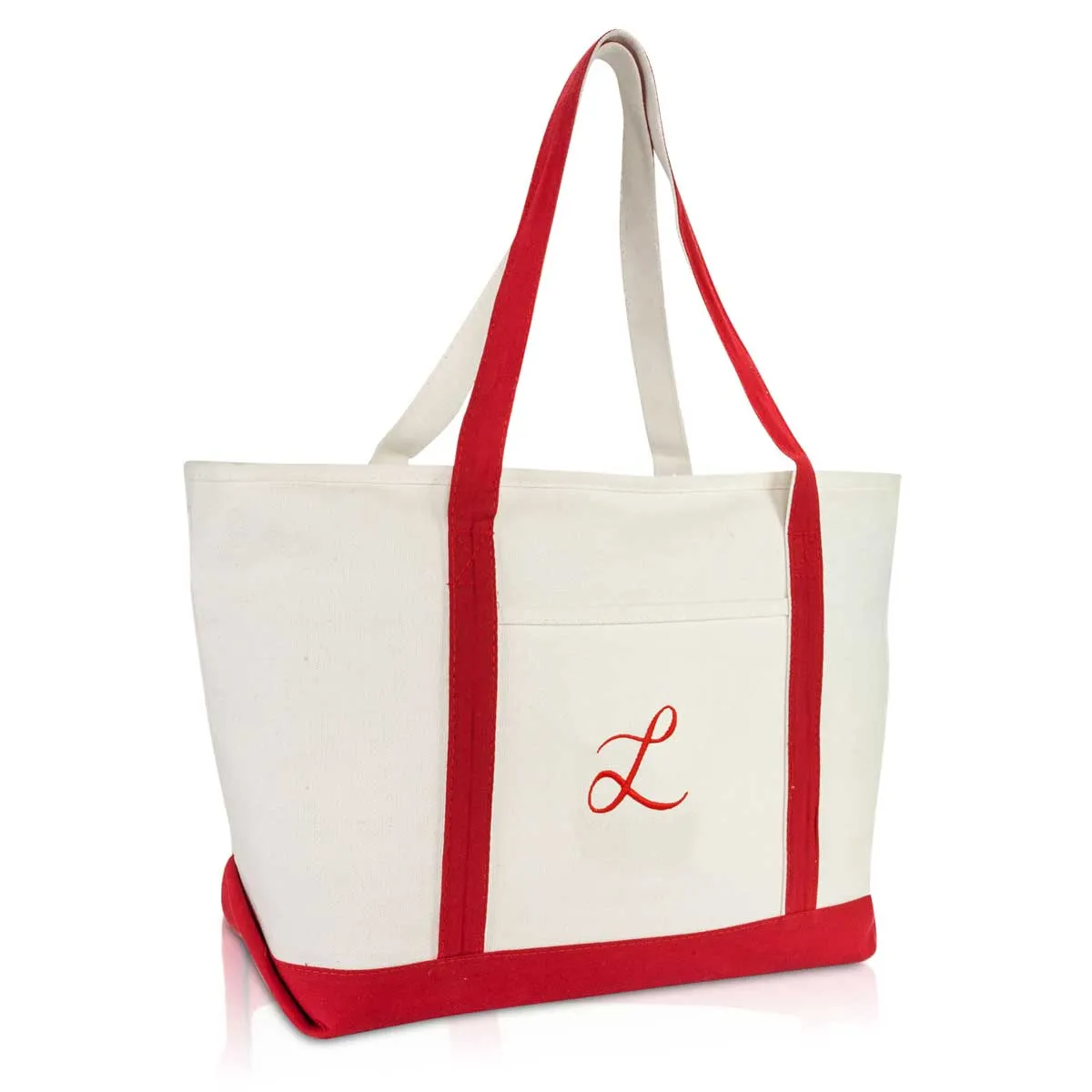 Dalix Initial A-Z Premium Tote Bag in Red