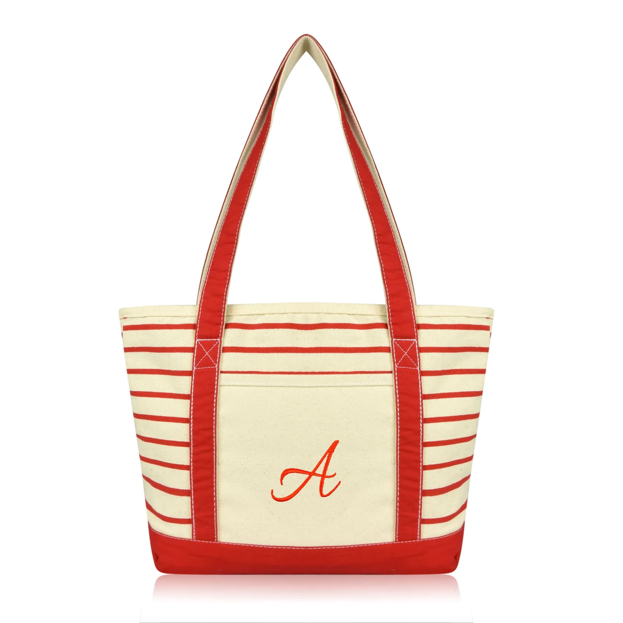 Dalix Striped A-Initial Tote Bag Womens Ballent Letter A