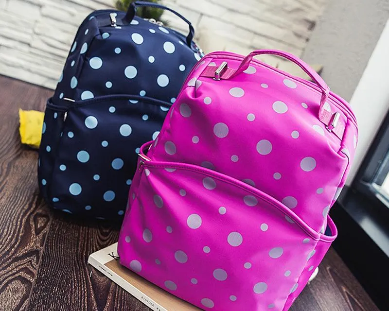 Dot Print Casual Style School Backpack - Blue