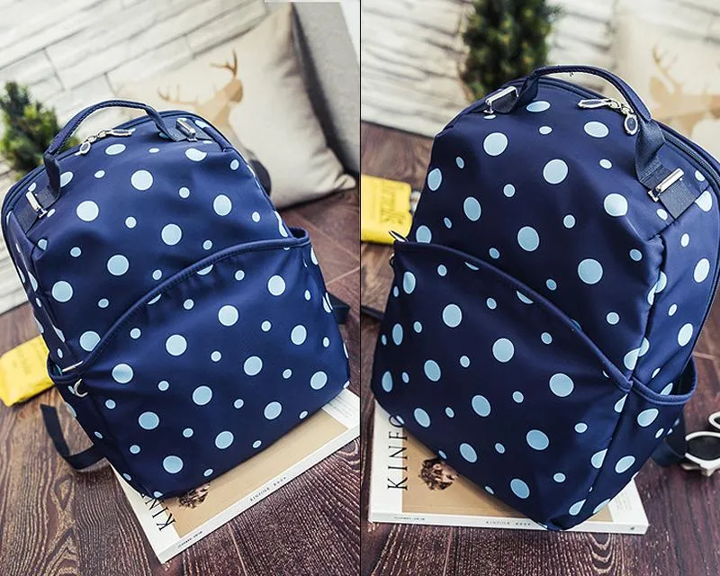 Dot Print Casual Style School Backpack - Blue