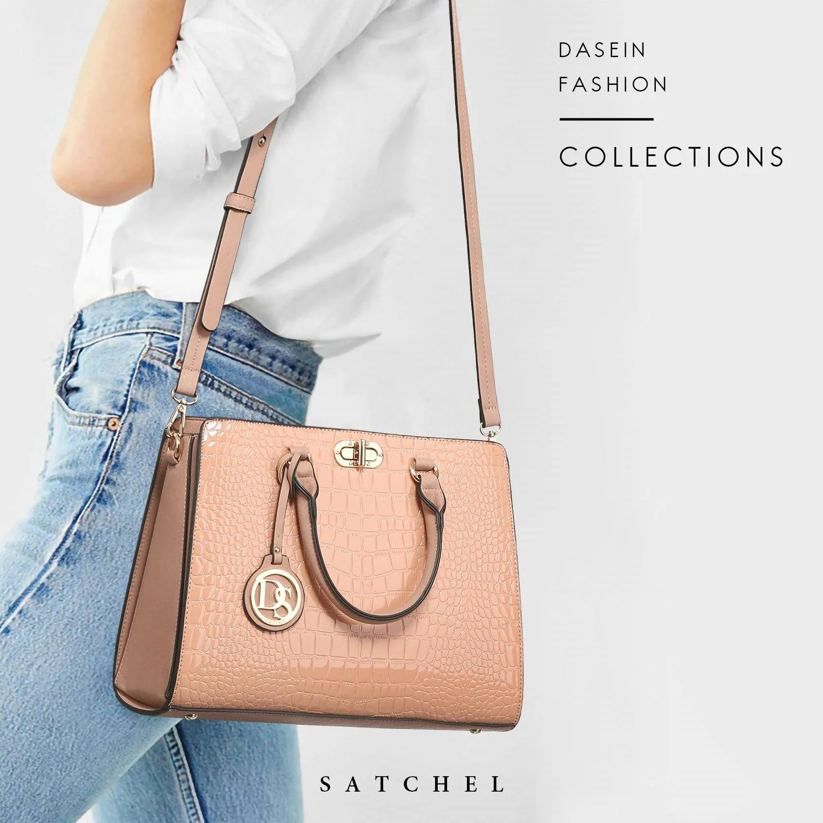 Fashion Pattern Embossed Handbag with Matching Wristlet l Dasein