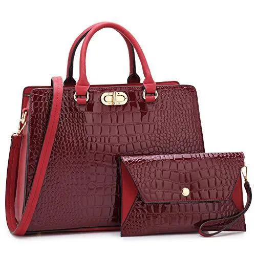 Fashion Pattern Embossed Handbag with Matching Wristlet l Dasein