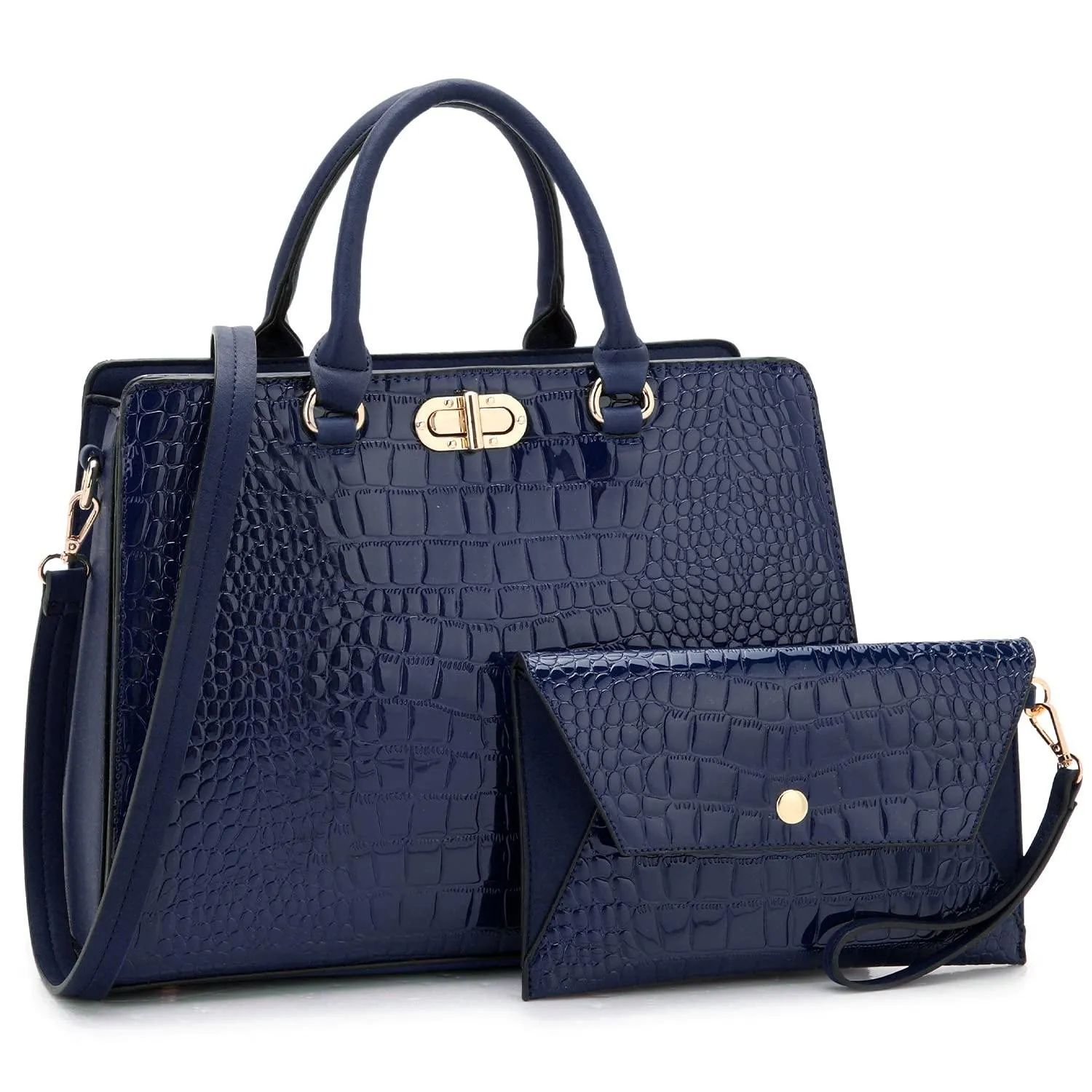 Fashion Pattern Embossed Handbag with Matching Wristlet l Dasein