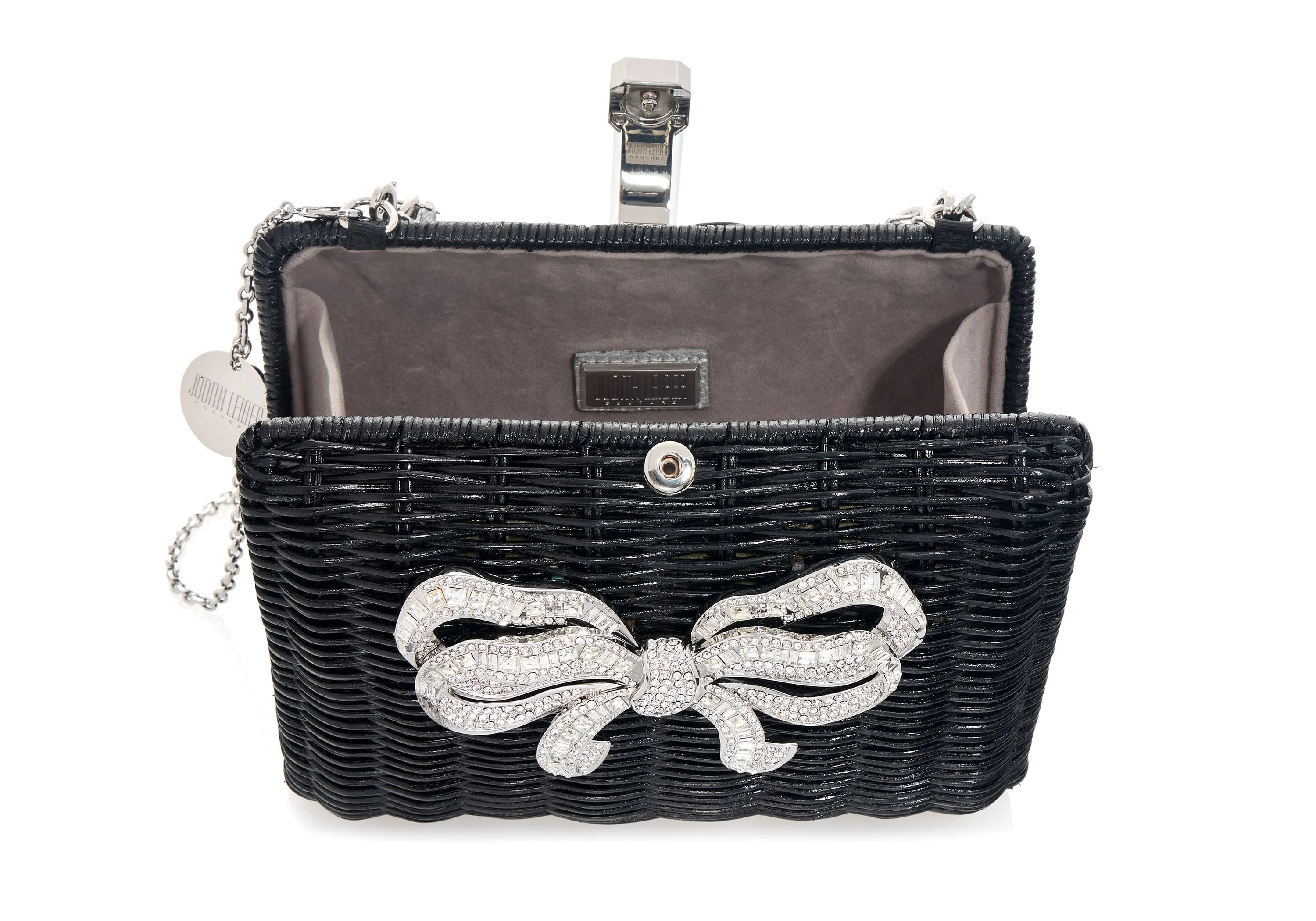 Hailey Wicker Basket Bow Black