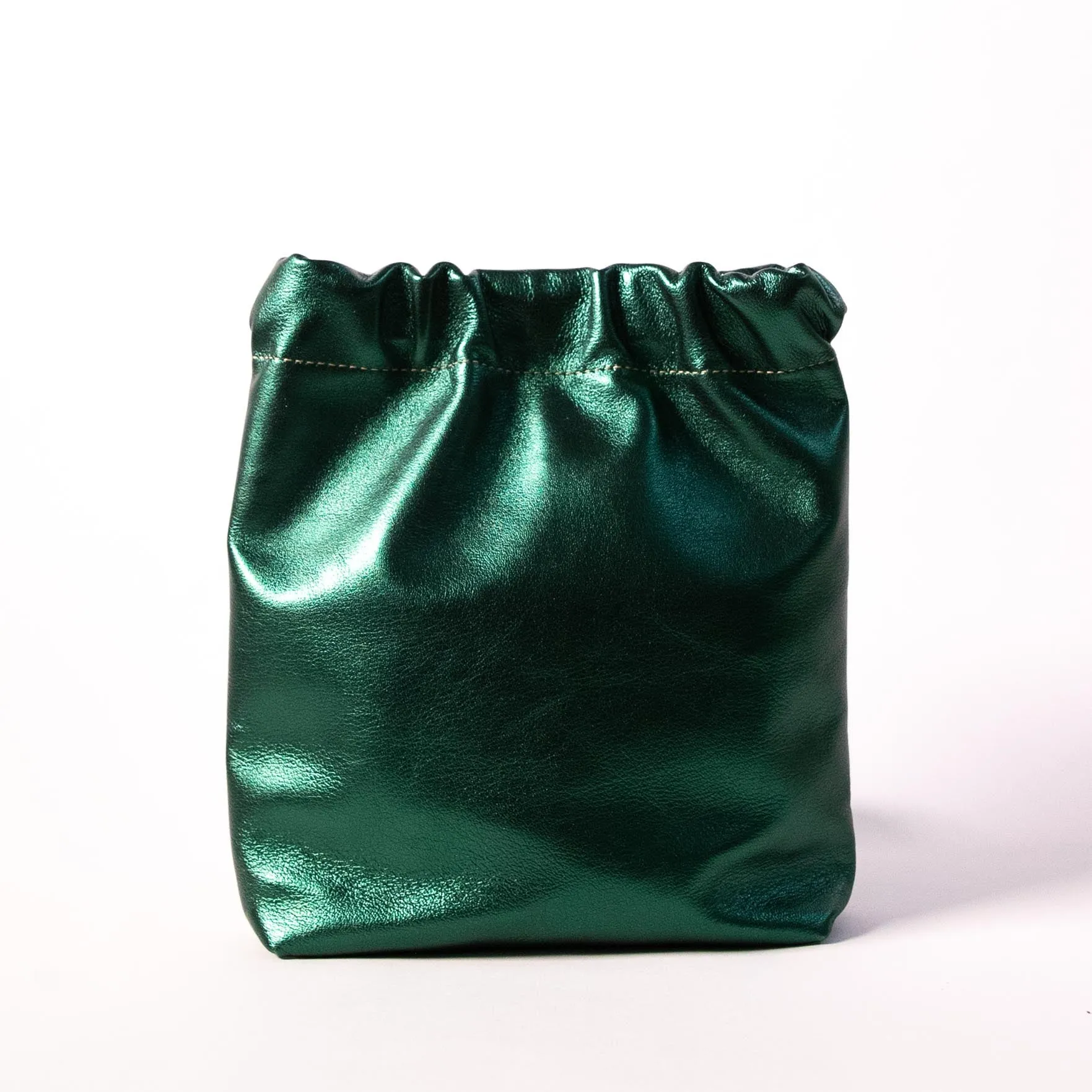 Harpers Emporium Gathered Bag in Metallic Bottle Green