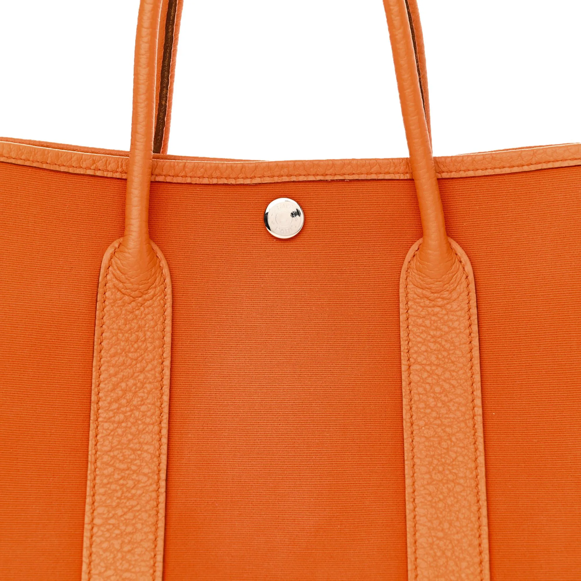 Hermes Garden Party 30 TPM Negonda Orange Toile and Cassis Leather Tote Bag