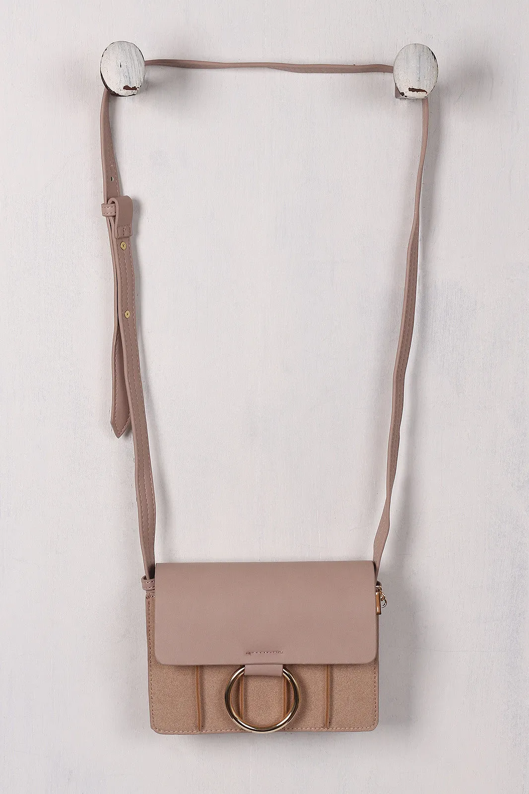 Hoop Accent Vegan Leather Crossbody Bag