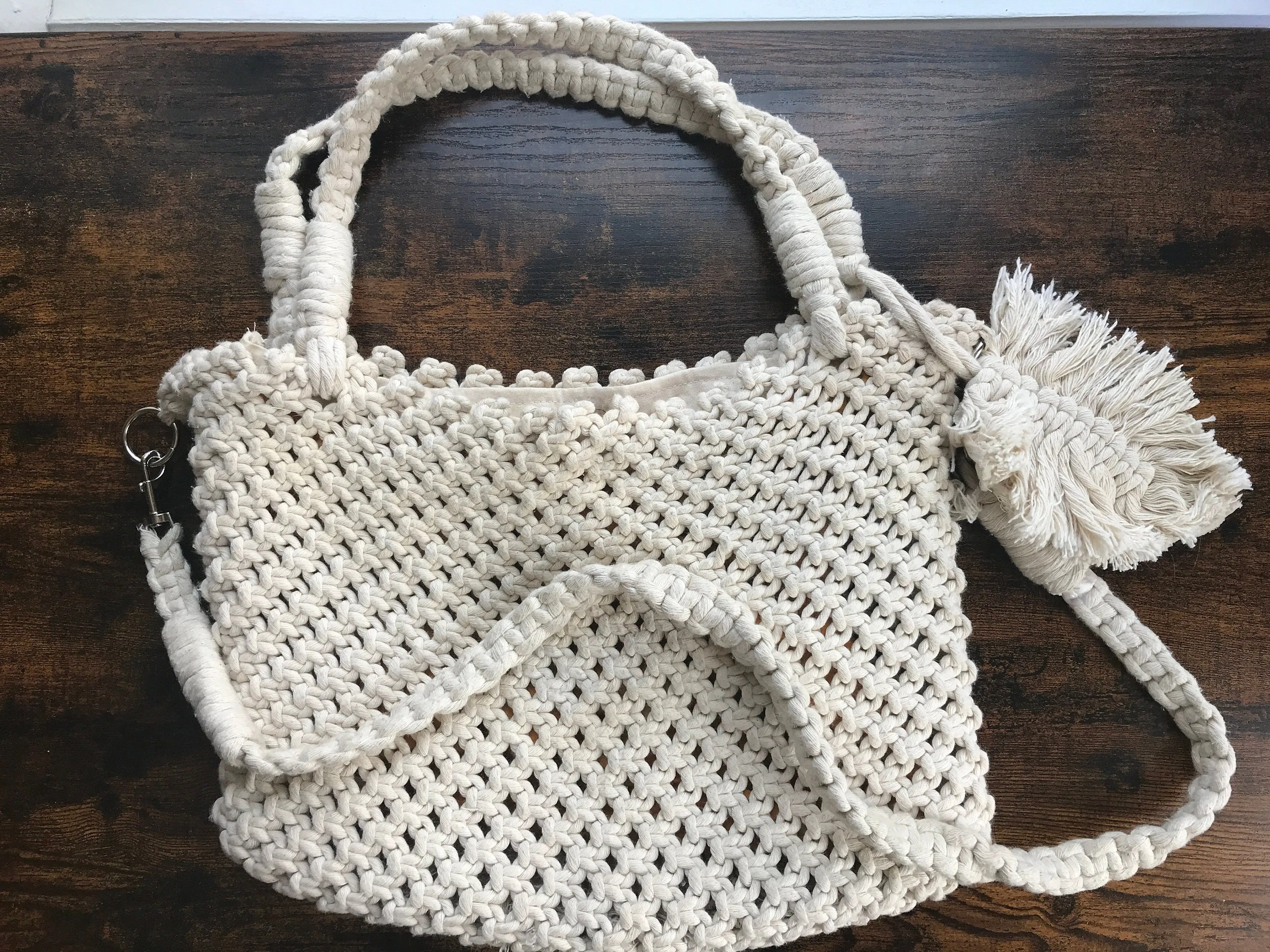 Large Macrame Bag/ Macrame Summer Beach Bag/ Customizable Tote Bag/ Convertible Bag/ Macrame Tote Bag/Fringe Beach Bag