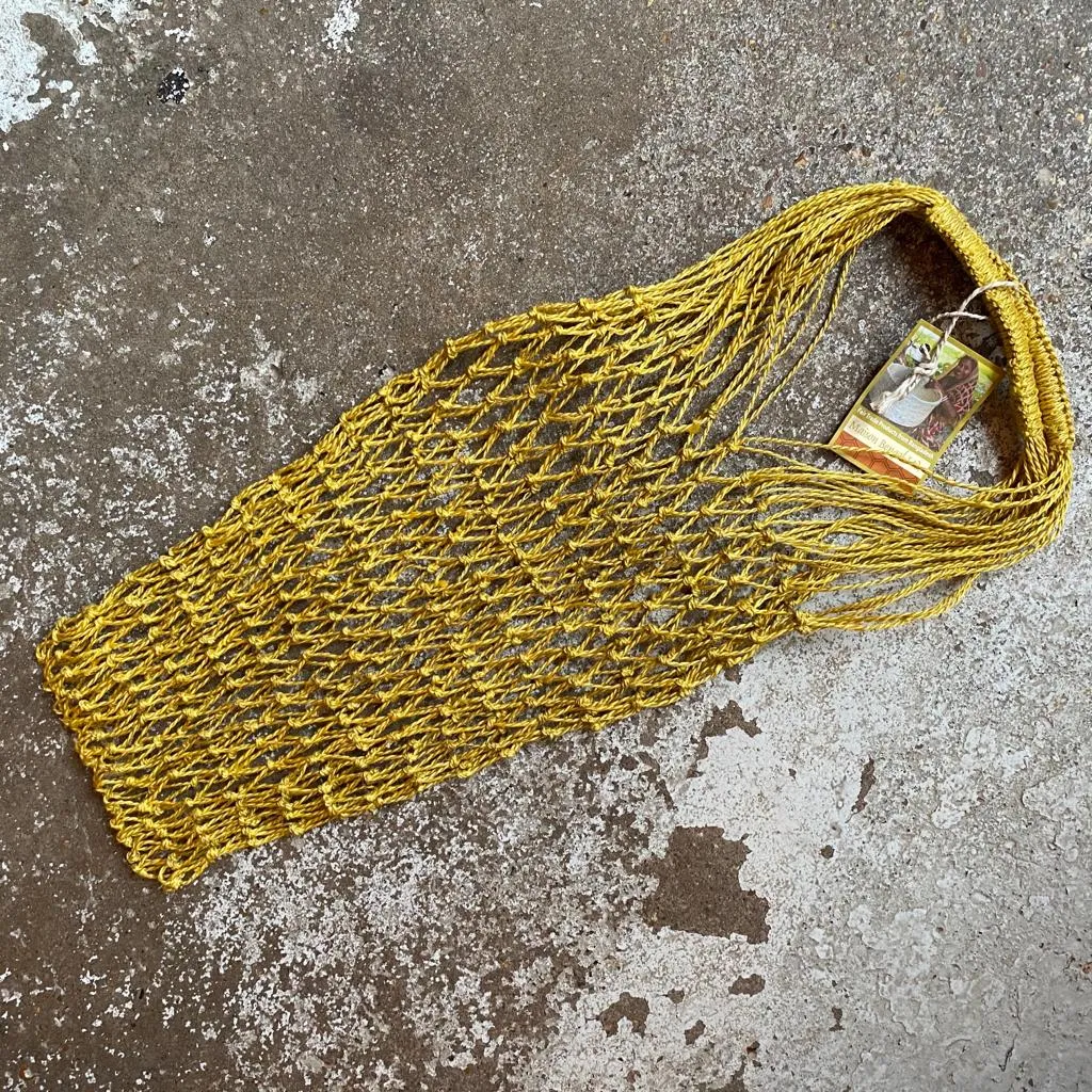 Large Macrame String Bag - Mustard