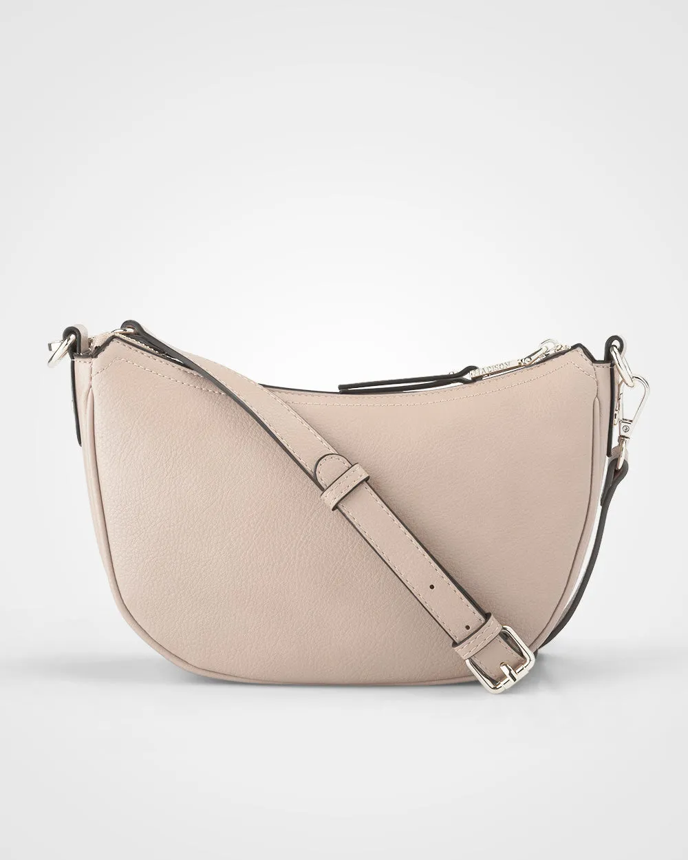 Layla Zip Top Curved Crossbody With Monogram Strap