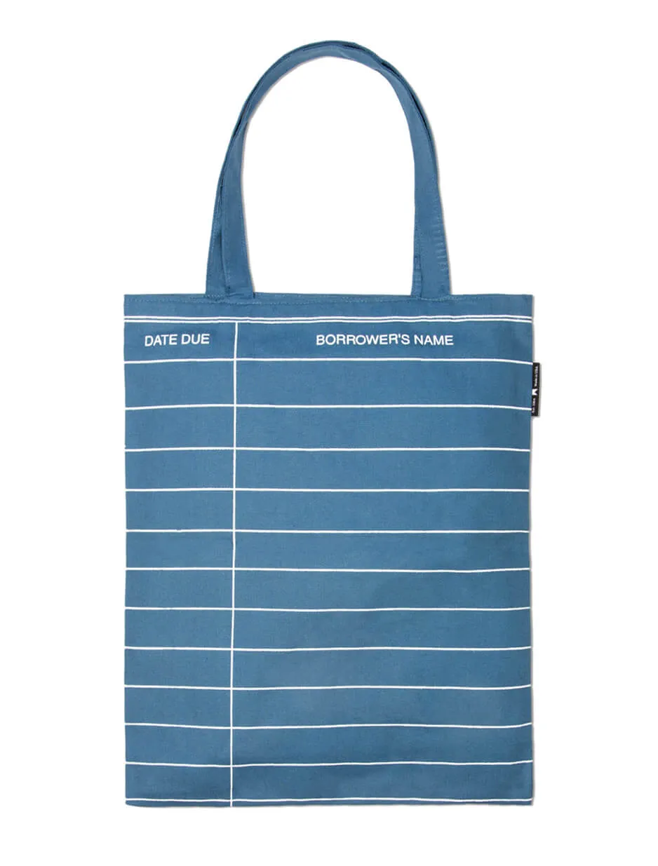 Library Card: Blue tote bag