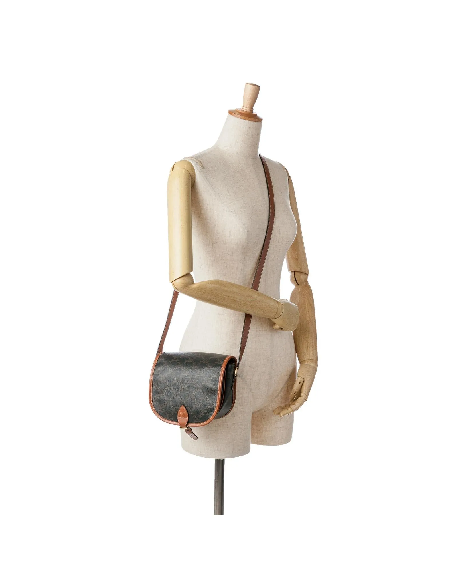 Medium Triomphe Folco Crossbody Bag with Leather Trim