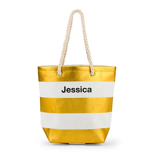 Metallic   Striped Striped Tote Bag