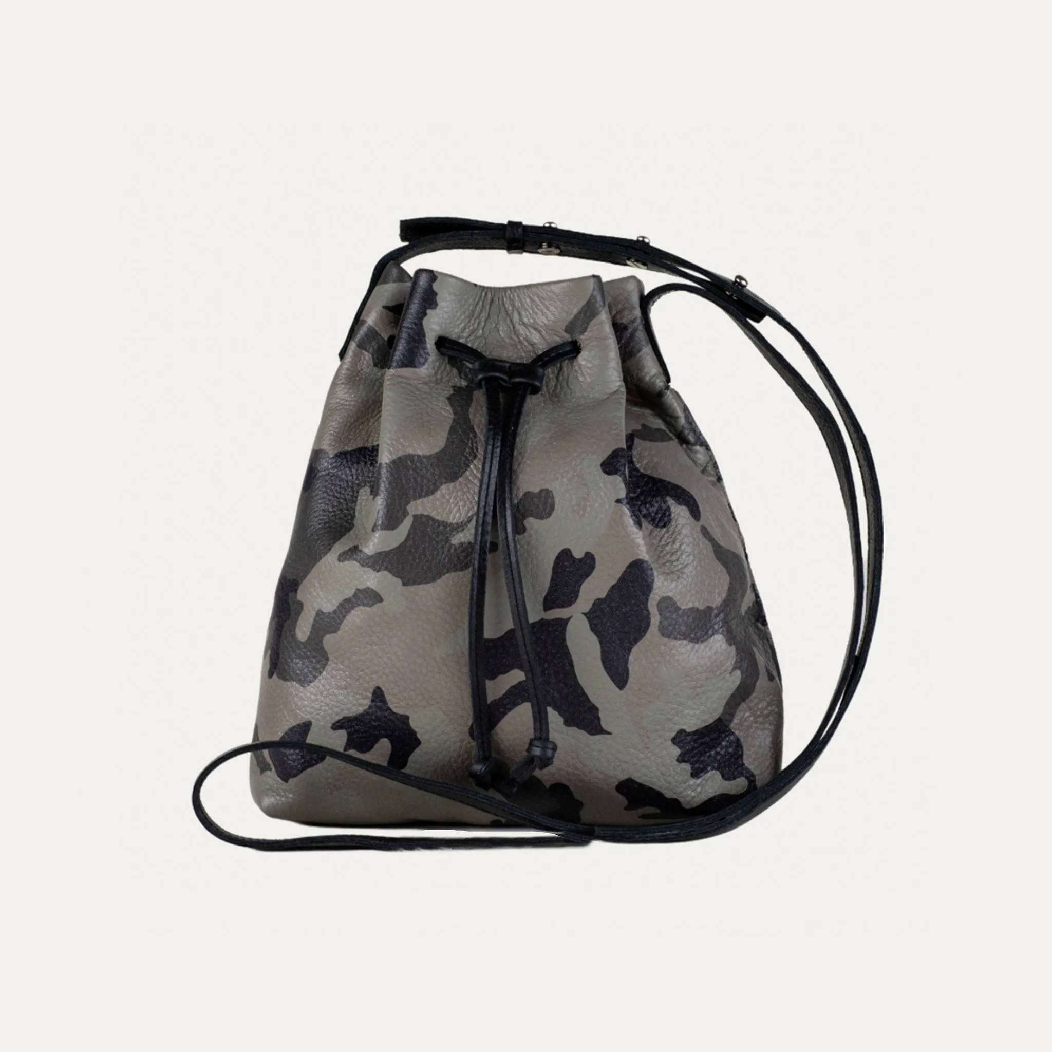 Mini Crossbody Tote | Grey Camo Leather   Silver Hardware