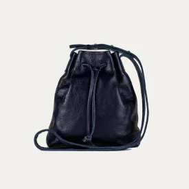 Mini Crossbody Tote | Navy Leather   Silver Hardware