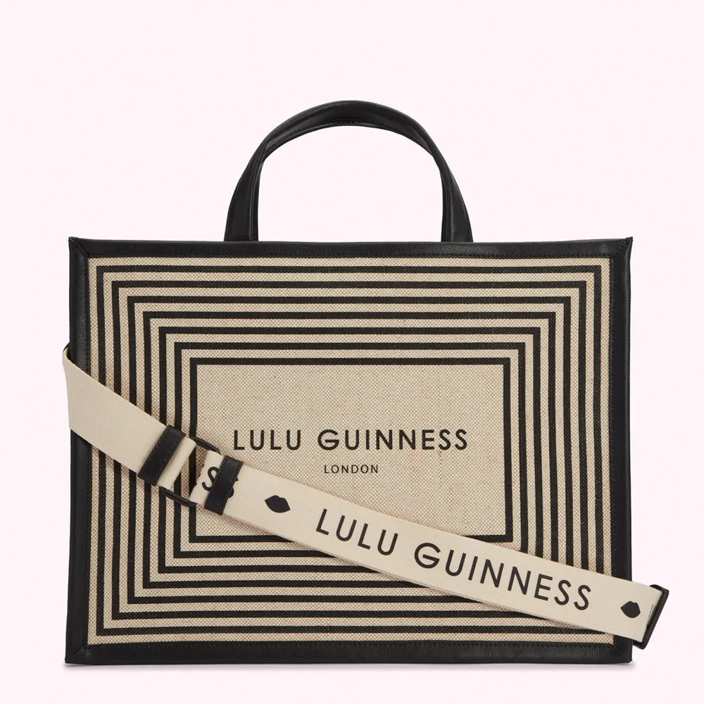 MONOCHROME STRIPE SHOPPER TOTE BAG