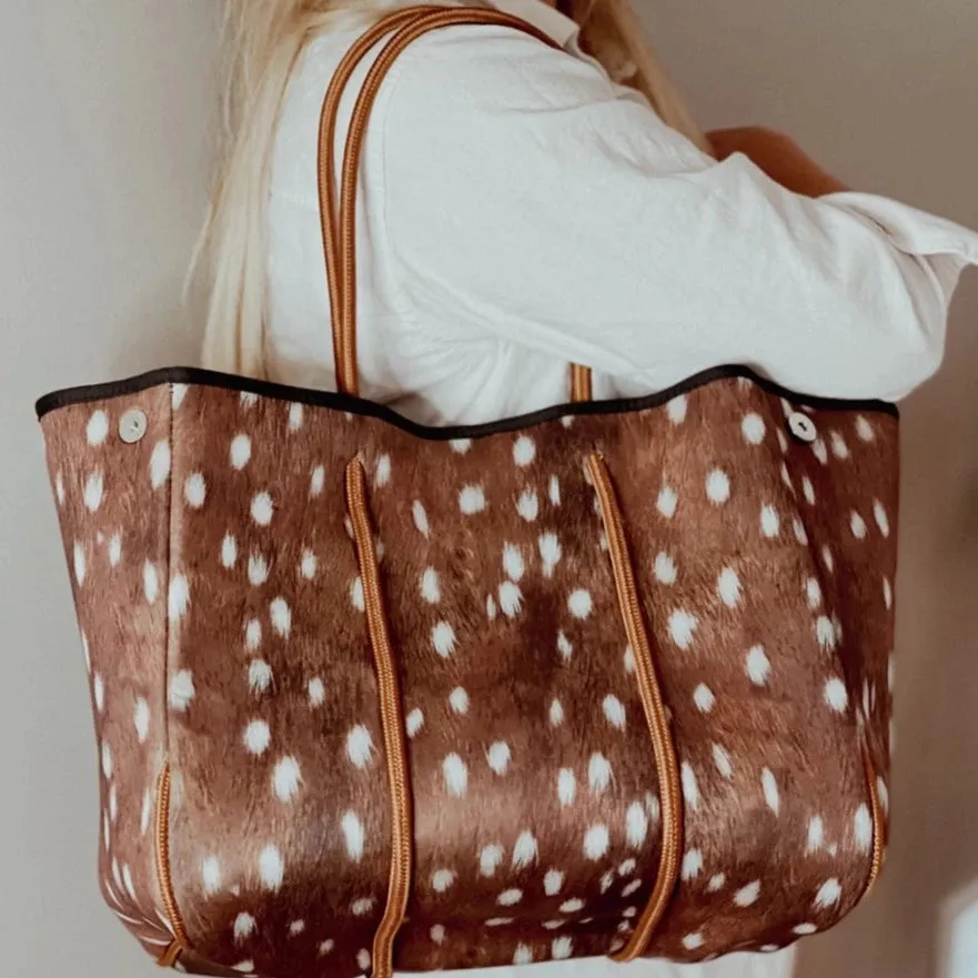 Oversized Neoprene Brown Fawn Tote