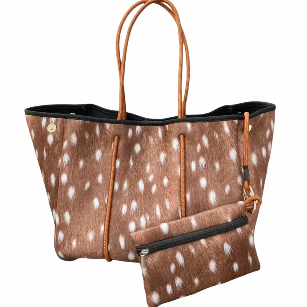 Oversized Neoprene Brown Fawn Tote