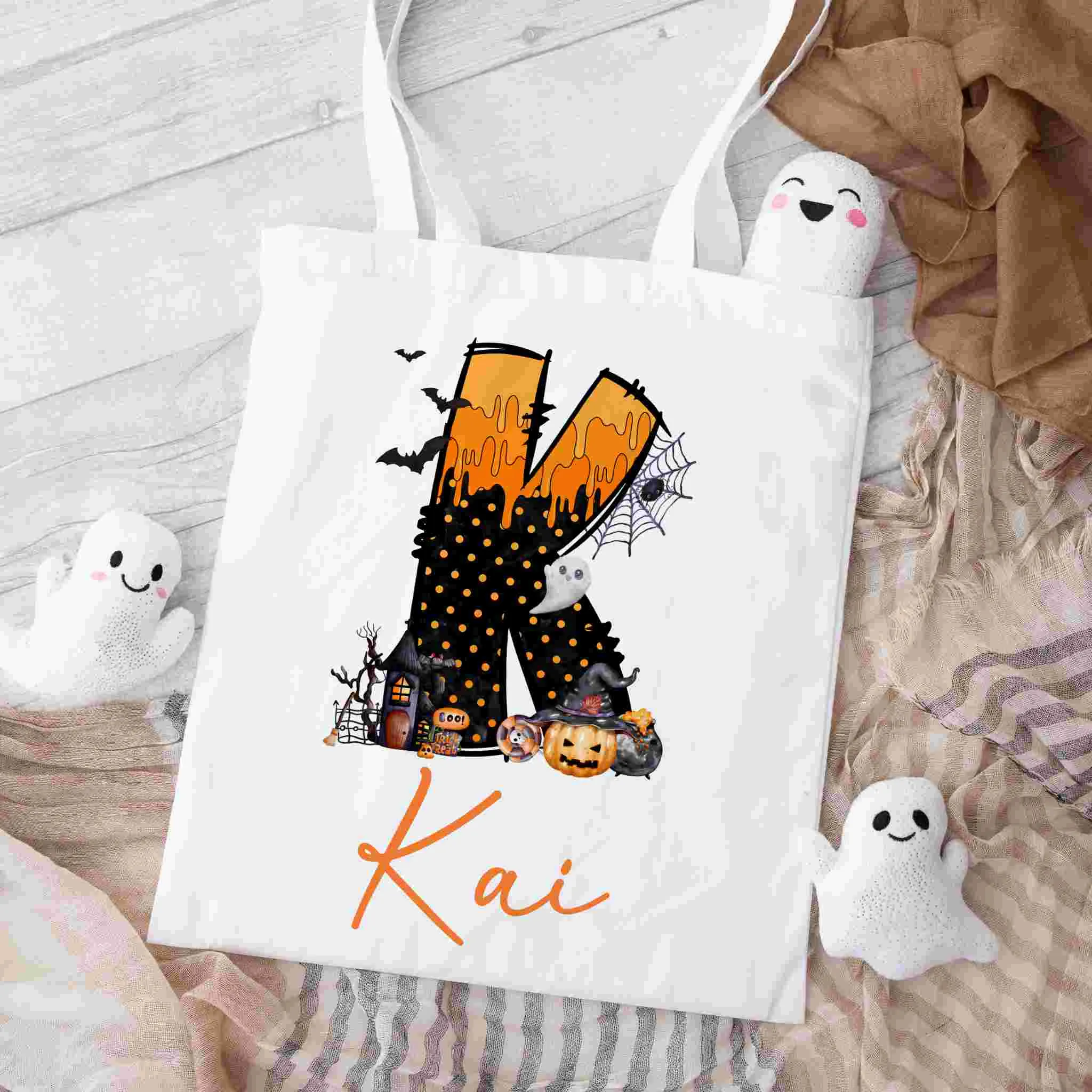 Personalised Children's Halloween Trick or Treat Bag – Customised Candy Tote for Spooky Fun