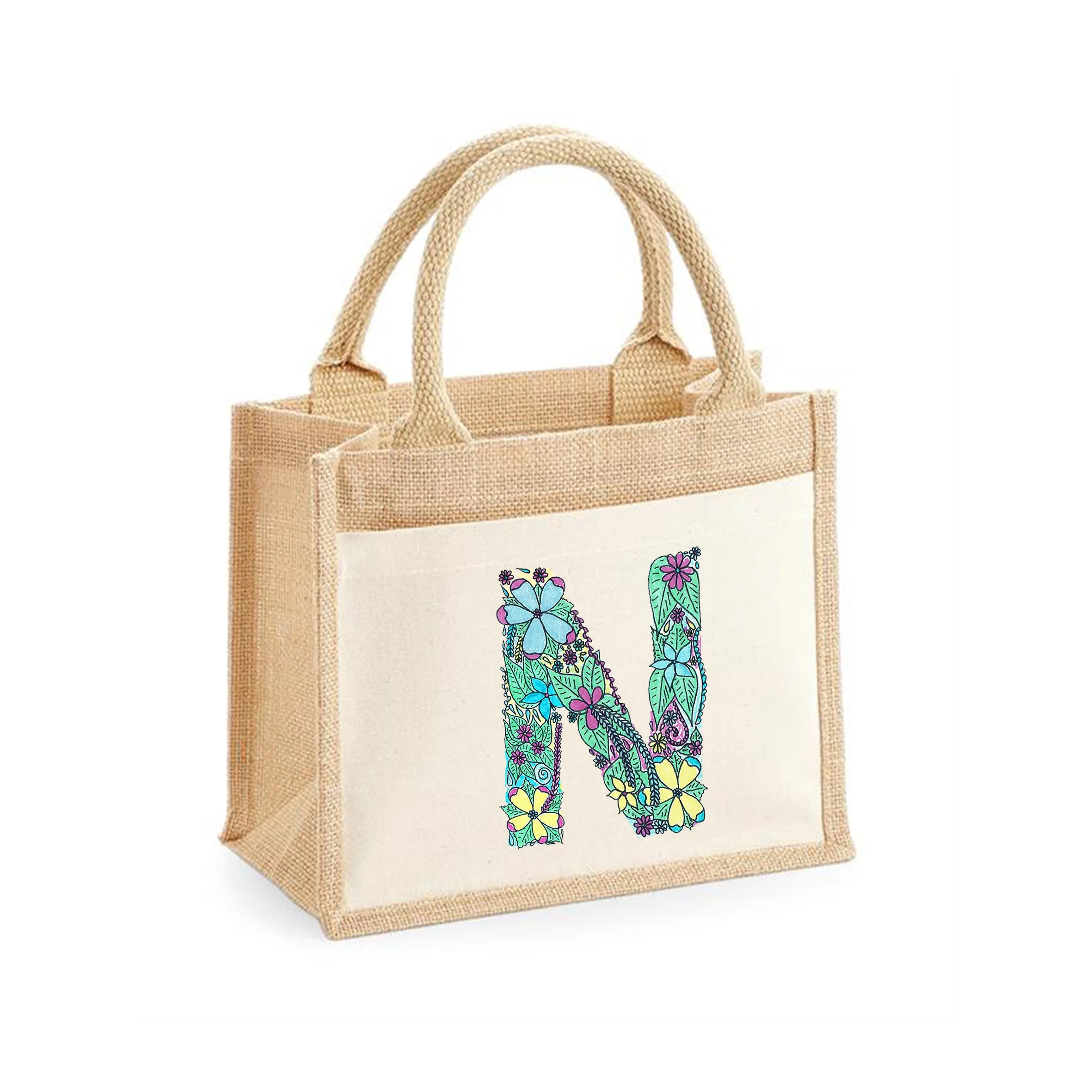 Personalised Jute bag with pocket