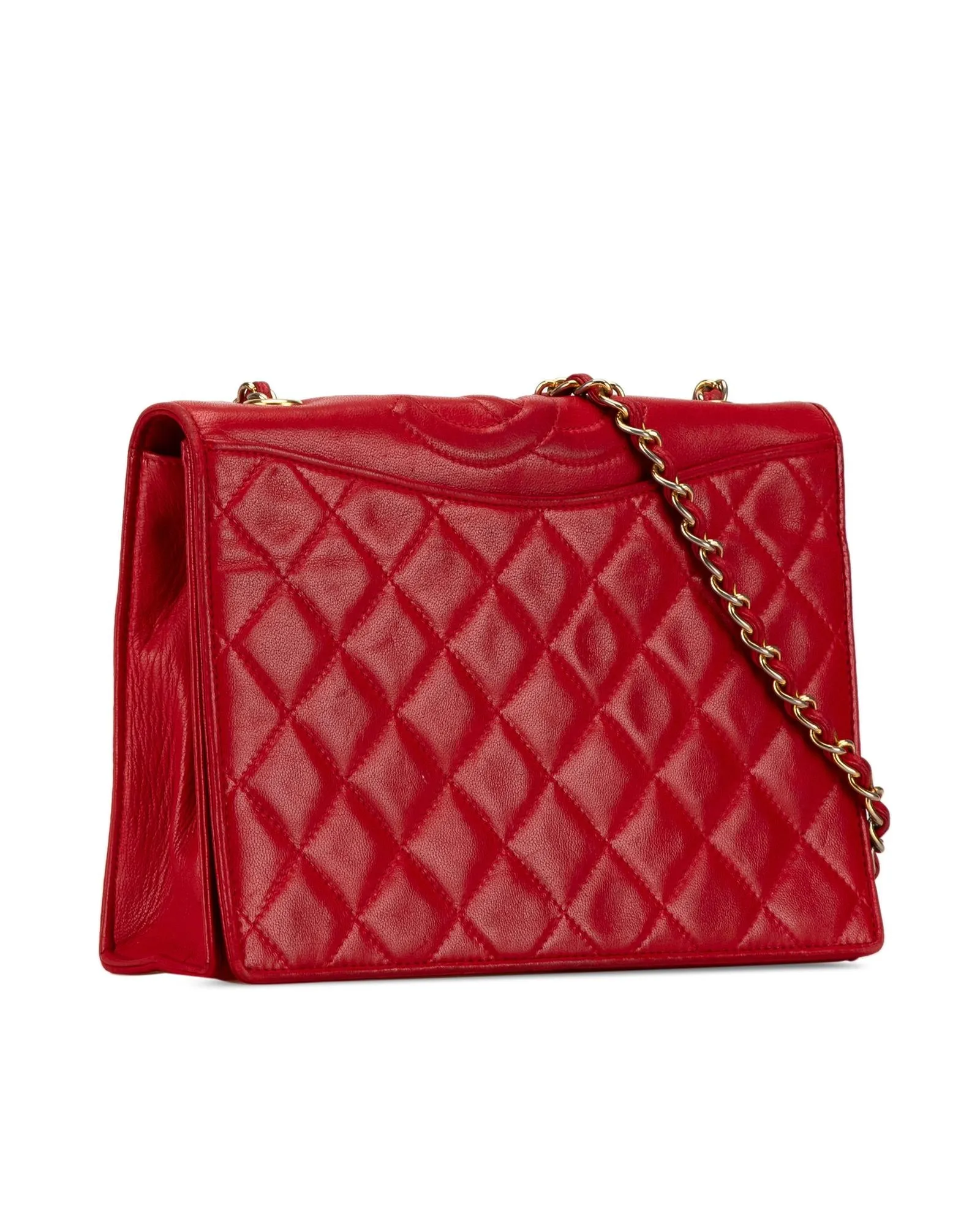 Quilted Lambskin Crossbody Bag with Chain Strap and Magnetic Closure