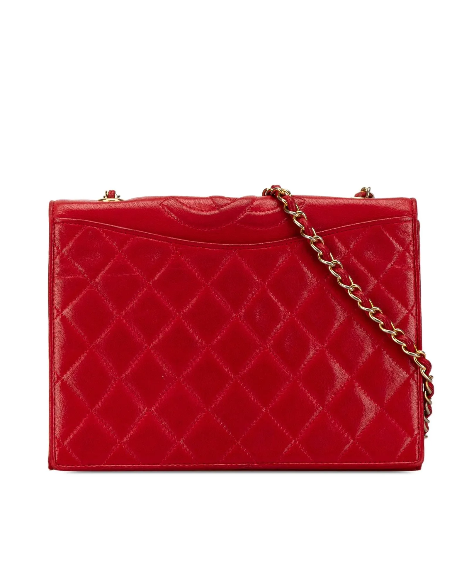 Quilted Lambskin Crossbody Bag with Chain Strap and Magnetic Closure