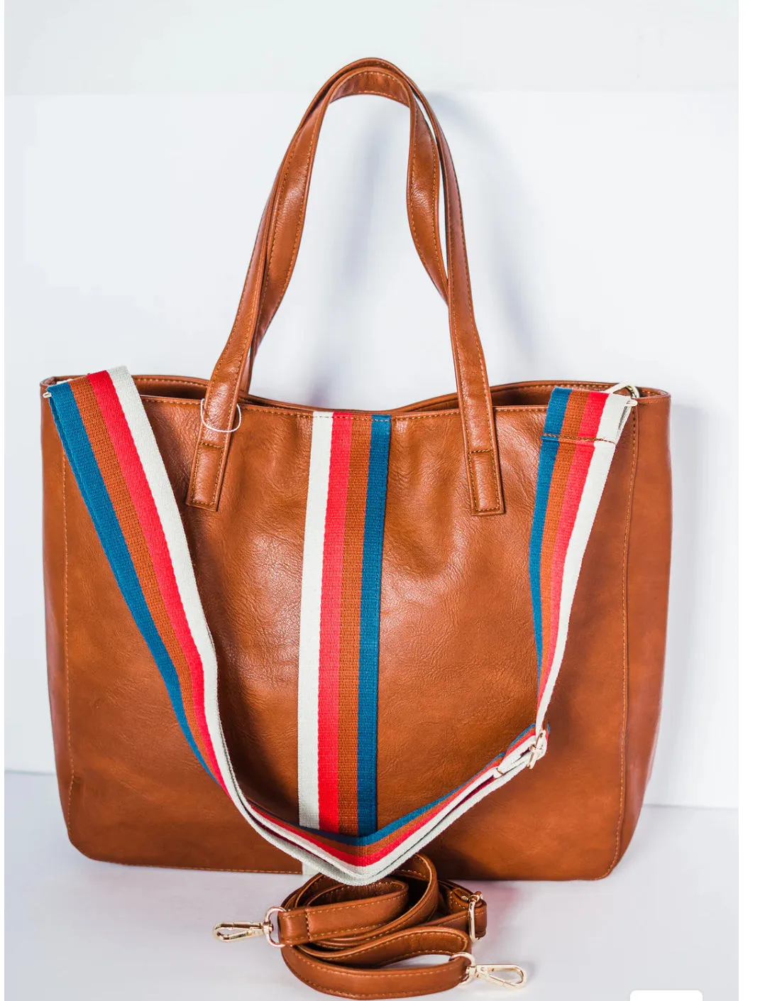 Racer Stripe Leather Tote