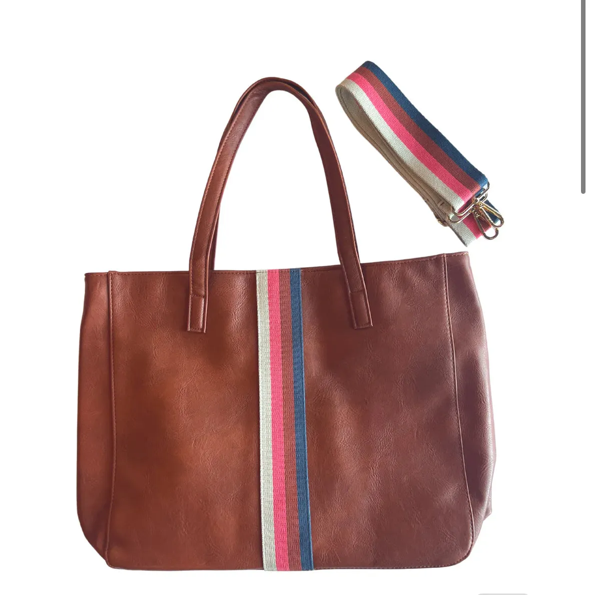 Racer Stripe Leather Tote