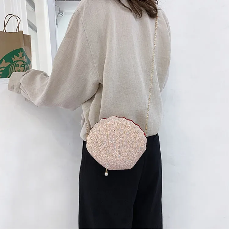 Shell Shape Fashion Sequined Single Shoulder Crossbody Bag (Pink)