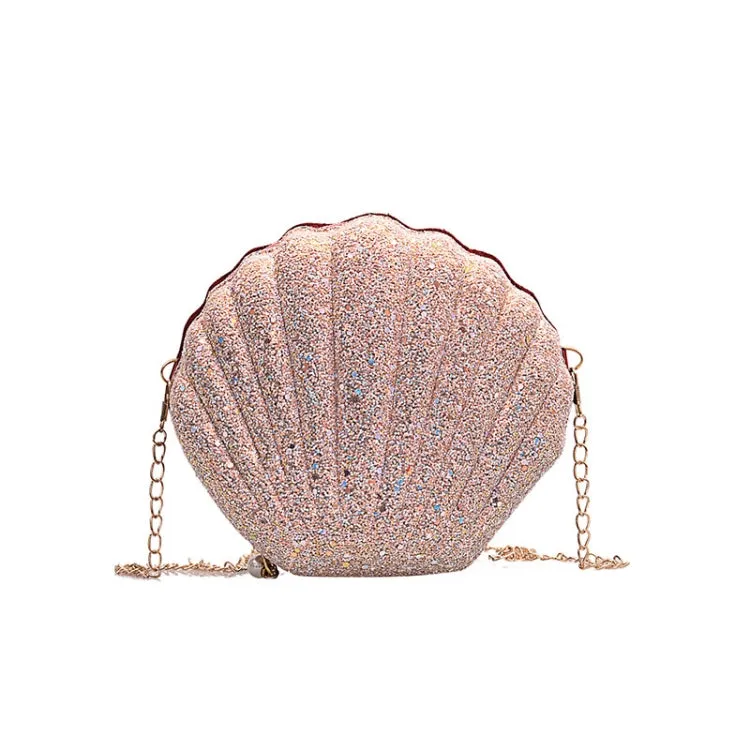 Shell Shape Fashion Sequined Single Shoulder Crossbody Bag (Pink)