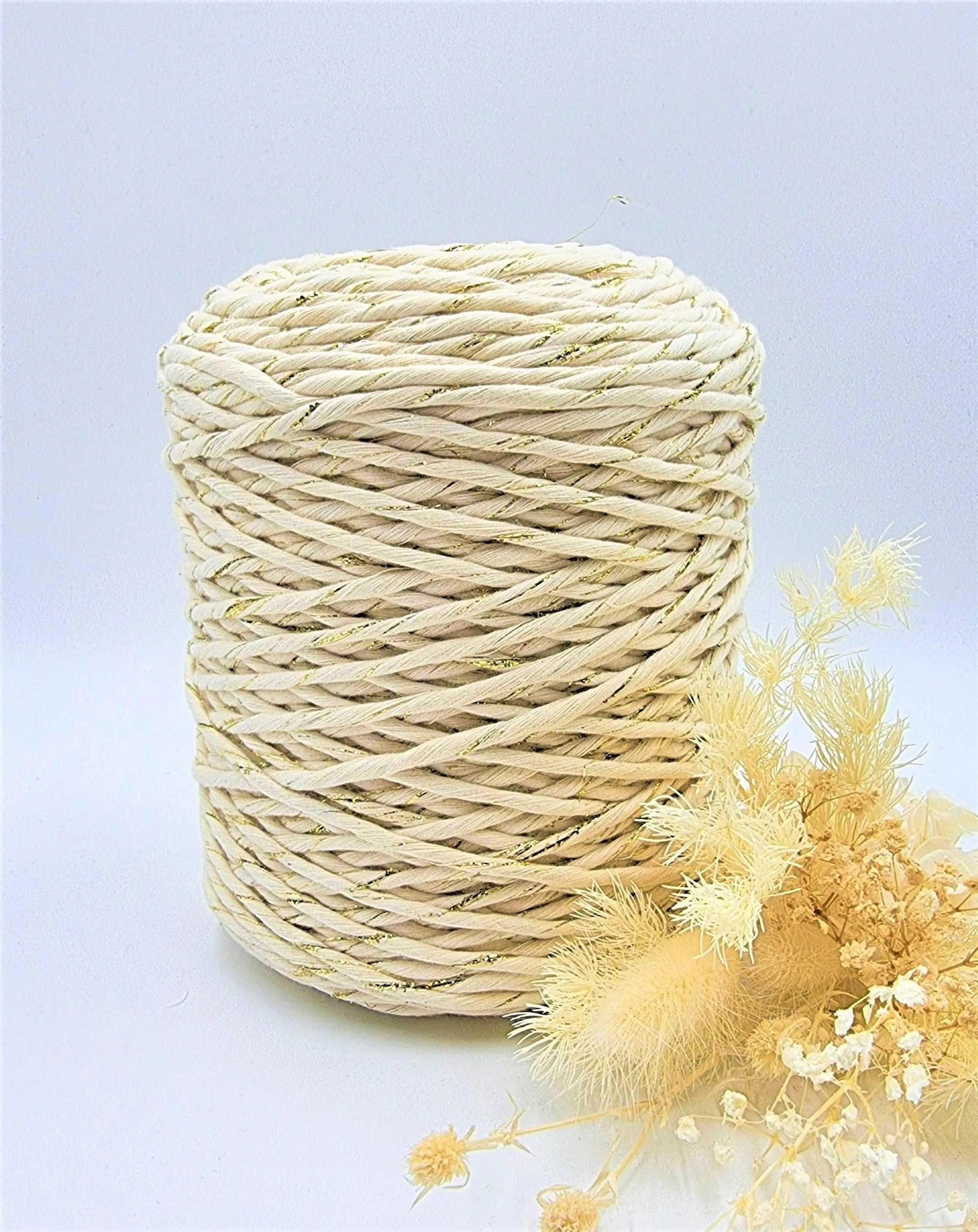 Shiny Gold Natural- 3MM Single Strand Luxe Cotton String 1KG