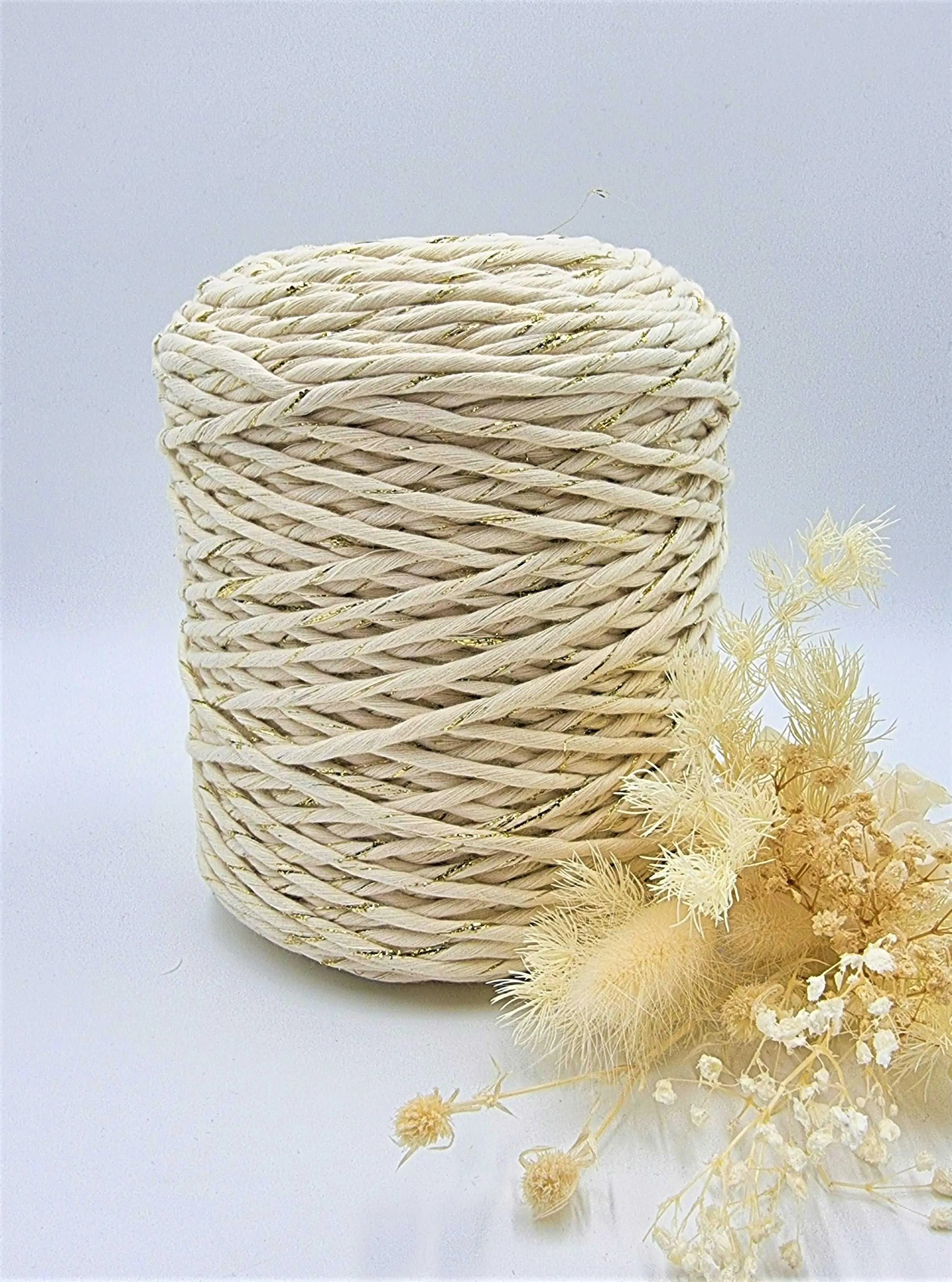 Shiny Gold Natural- 3MM Single Strand Luxe Cotton String 1KG